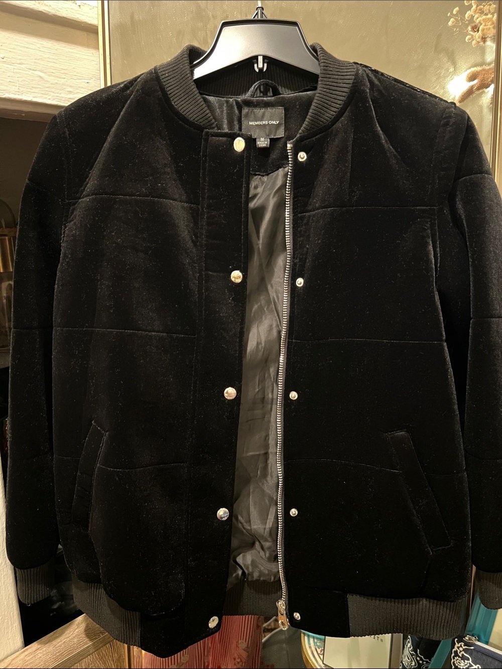 Members Only Black Velvet Bomber Jacket
